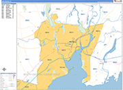 New Haven  Wall Map Basic Style